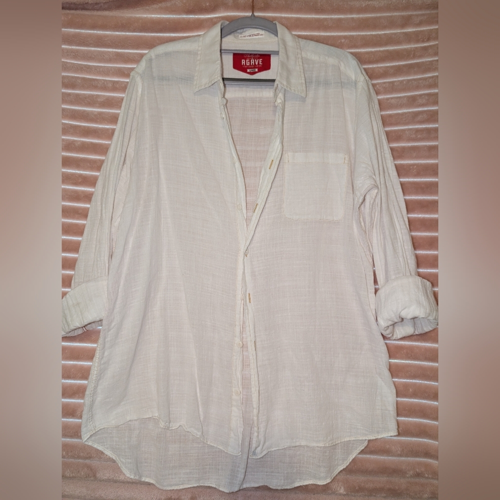 🔥Agave Men's Collared Button-down White Shirt w/ Pocket